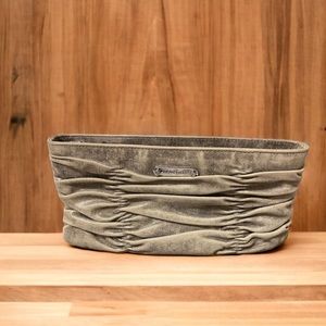 Michael Kors unique grey/silver/distressed ruched soft Leather Clutch